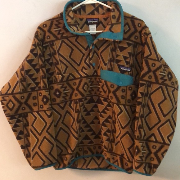 RARE Patagonia Synchilla Snap-T Fleece Pullover Montana Siete Bear Brown Tribal - Picture 5 of 15